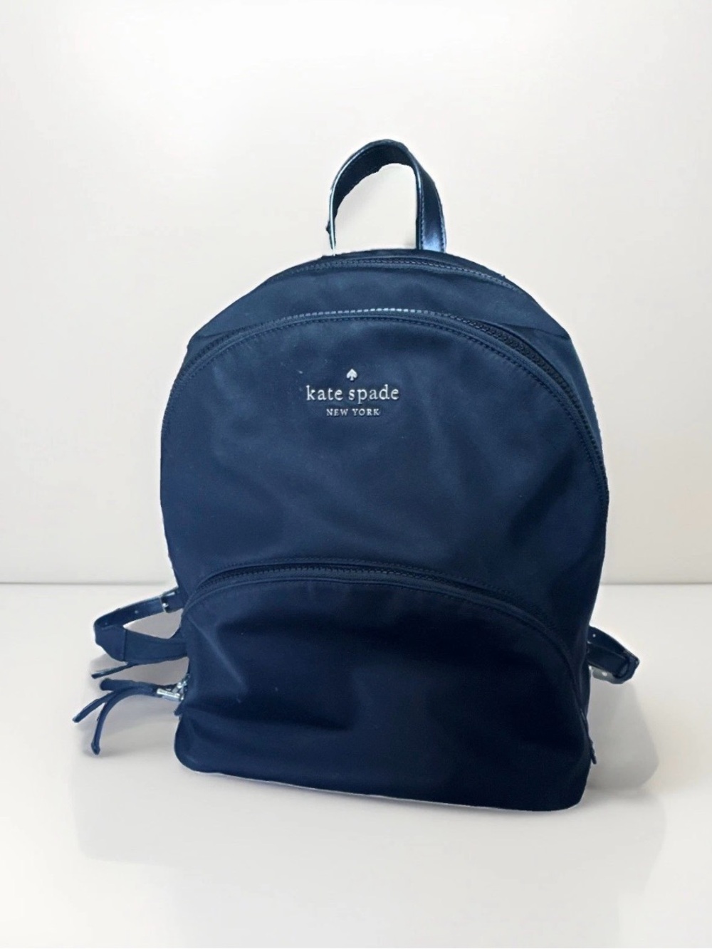 kate spade nylon black backpack with gold logo